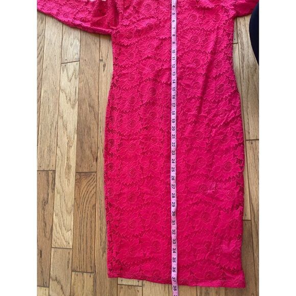 Ingrid & Isabel women's hot pink boat neck pointelle long sleeve sheath dress S - Picture 5 of 8